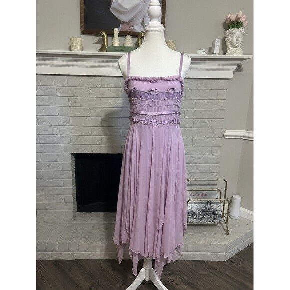 Vintage Adriana Papell Asymmetrical Silk Beaded Dress Sz 10 Fairy Y2k Whimsy - Picture 1 of 9